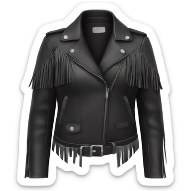 women’s black leather jacket with fringe sticker