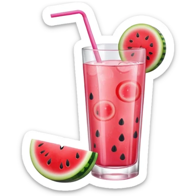 pink soft drink with a watermelon on the side of glass sticker
