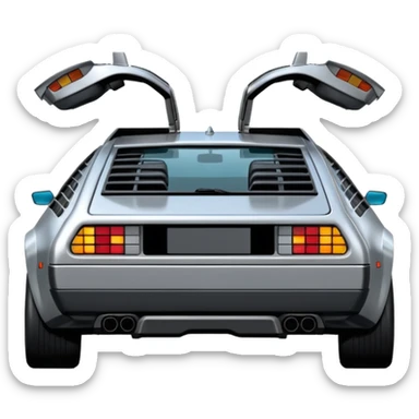 Silver DMC 12 Delorean backshot sticker