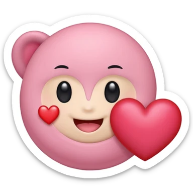 create a chibi sticker of Kirby smiling with a heart in his hands sticker