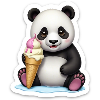 Panda eating ice cream sticker