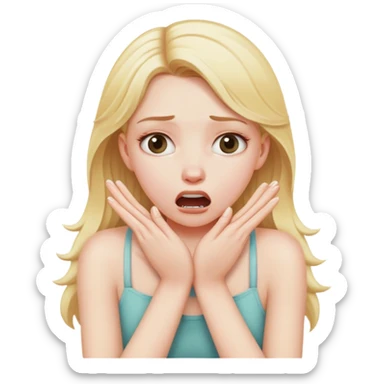 A blonde white girl chocking herself with her hands sticker