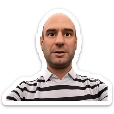 bald male in striped shirt sticker