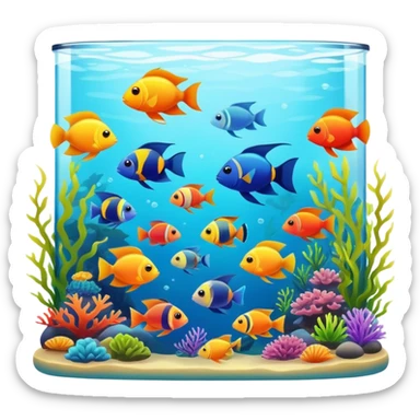 colorful aquarium with tropical fish sticker