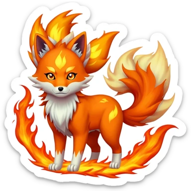 Naruto nine tailed fox, flames, aura, Kurama, kitsune sticker