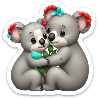 Bear kisses a koala sticker