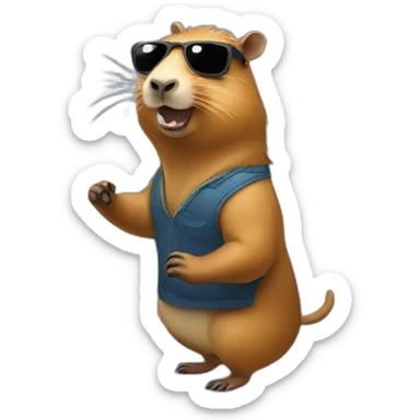 A capybara dancing with sunglasses sticker