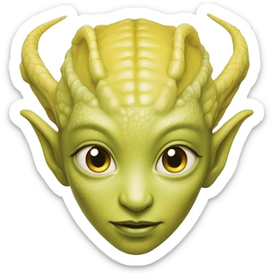 Photo realistic, alien female yellow,  on white china dragon infinite story sticker