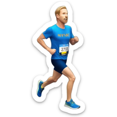 White guy at NYC marathon sticker