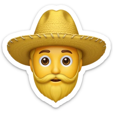 Un emojis amarillo con sombrero y barba sticker