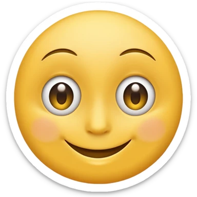 Emoji, yellow round smiling face, curved eyes narrow and snide sticker