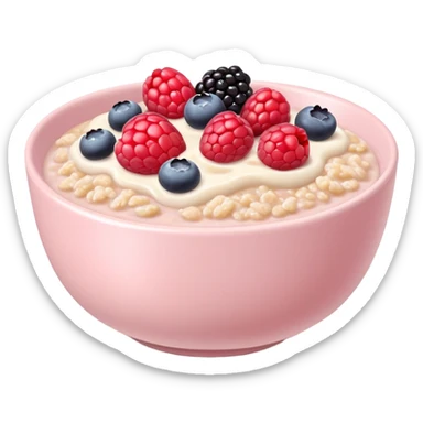 Porridge with berries in a pale pink bowl  sticker
