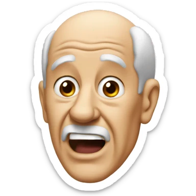 Old man yells at ear sticker