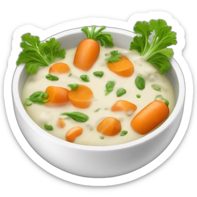 plat en sauce blanche avec des carottes et des poireaux sticker