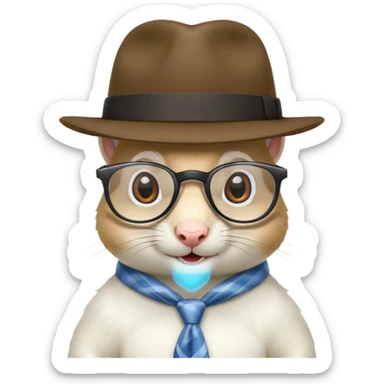 white squirrel with glasses and fedora sticker
