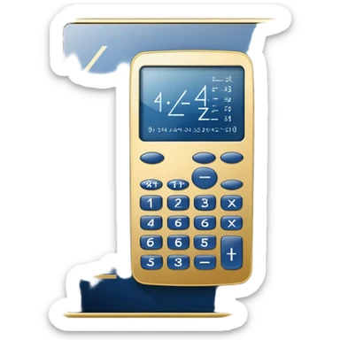 An icon featuring mathematical formulas, a calculator, geometric shapes, and the golden ratio with calculations, symbolizing mathematics. The design includes a ruler, and a graph, representing the study of numbers, equations, and spatial relationships. Transparent background sticker