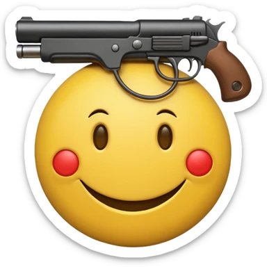 Smiley face with gun sticker