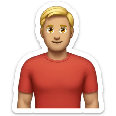 Full body picture of a male in a red shirt sticker