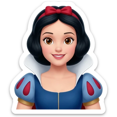 Snow White from Disney Princess with brown eyes, black hair, metallic outfit sticker