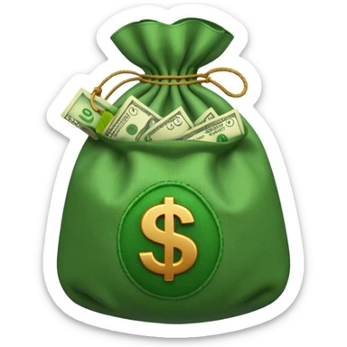 money bag emoji with no sign or face, with money poking out of it  sticker
