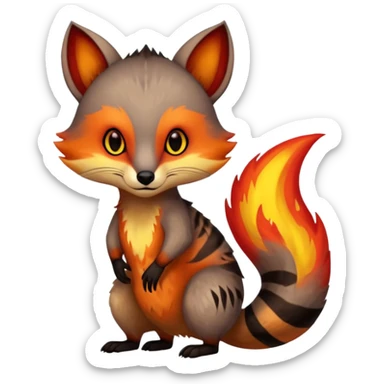 Fiery Wicked Cool Hot Edgy Badass Civet-Numbat-Fox-Vernid-fusion-hybrid-creature sticker