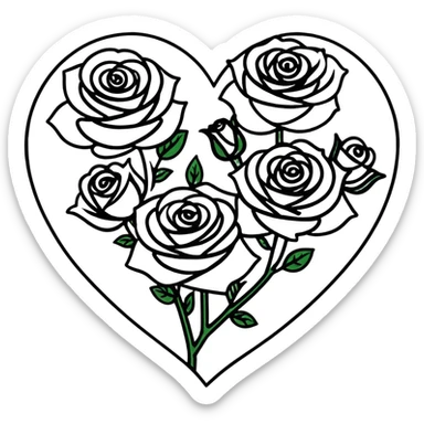 romantic heart-shaped arrangement of roses sticker