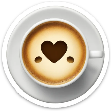 white circle coffee cup with coffee inside and heart design on top sticker