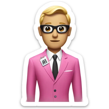 james bond in pink suit carrying an email icon. It's very important for James Bond to carry email sticker