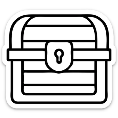 A red medieval treasure chest from an RPG game sticker