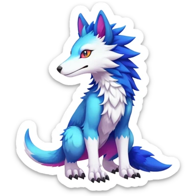  Colorful Kawaii Sergal-Fionbri FurSona Fakemon Full Body sticker