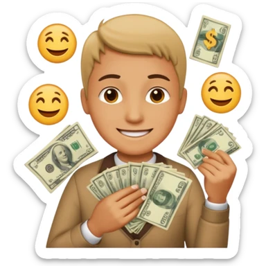 A caring parent counting money with family icons emoji sticker
