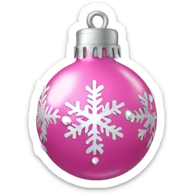 Pink Christmas bulb with silver snowflakes  sticker