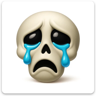 Keep the emoji exactly like the reference image but add tears to the eyes, in iOS emoji style. Add a soft shadow. All other details and style should remain the same. The style should resemble iOS emoji style. sticker