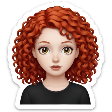 White girl with red curly hair and black eyes sticker