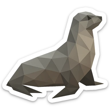 polygonal seal, low-poly polygonal illustration sticker