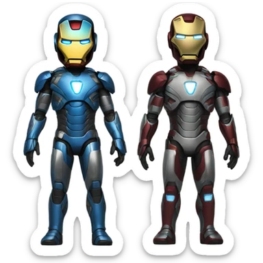 Ironman with a black and blue ironman suit sticker