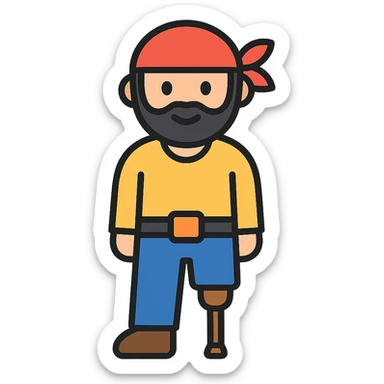 colored icon of a man with a peg leg sticker