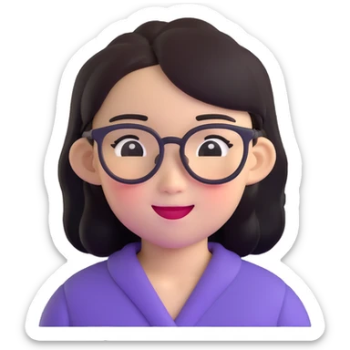 asian girl with clear glasses, winking sticker