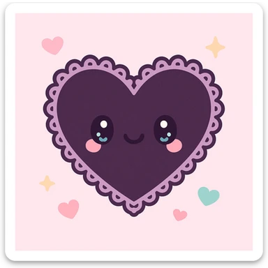 gothic heart with lace border, kawaii style, ornate, dark, elegant sticker