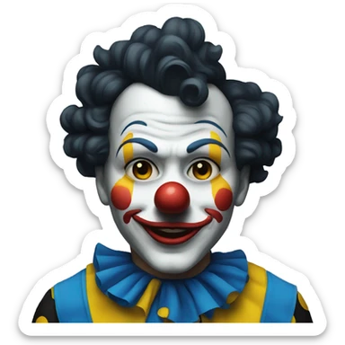 Clown in blue-black-yellow color scheme sticker