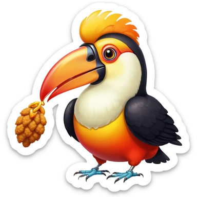 toucan with fried chicken and wearing chains  sticker