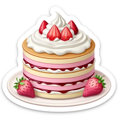 pink Crepe strawberry jam cake sticker