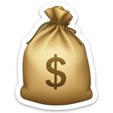 Money bag with letter ₸ in the center of the bag sticker