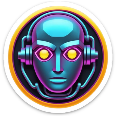 neon cyberpunk-themed icon representing ingenuity sticker