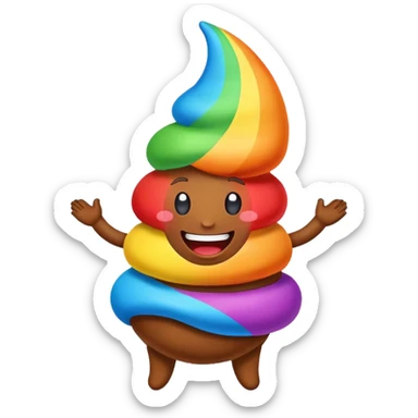 happy rainbow poop dancing sticker