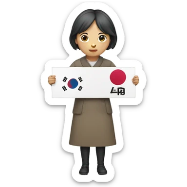 Korean woman holding 4B movement sign sticker