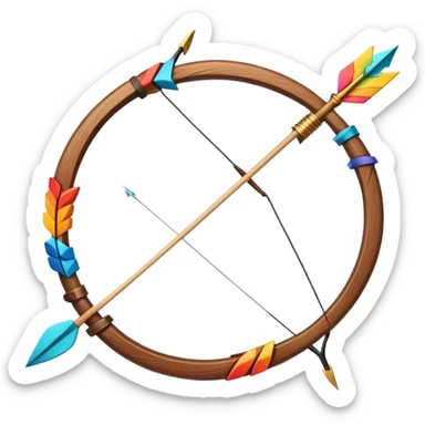 bow and arrow, bright colors sticker
