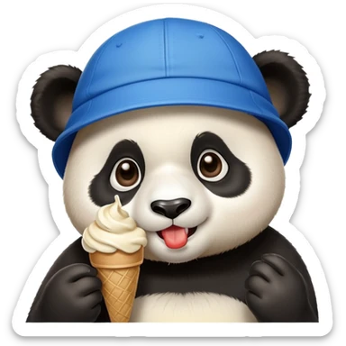 Panda eating ice crean avec une casquette bleu sticker