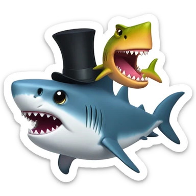 shark with top hat and dino with socks on sticker