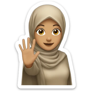 Hijabi girl tan waving her hand sticker